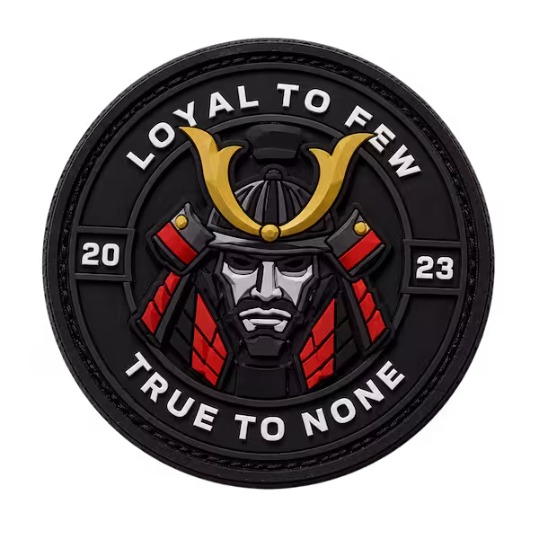 Custom samurai PVC patch with raised 3D rubber details bold tactical design durable waterproof morale patch for gear