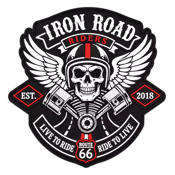 Waterproof custom PVC biker patch with skull design for New York motorcycle clubs and riding gear