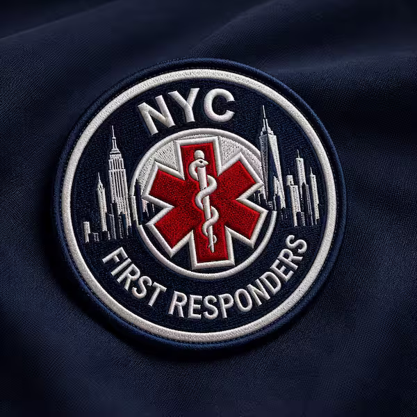 NYPD police department city of New York embroidered uniform patch with gold laurels