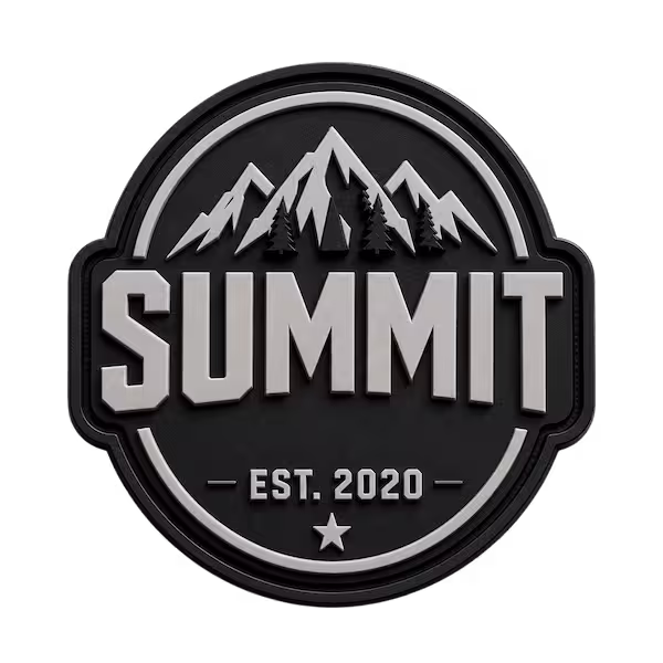 Custom Summit PVC patch with raised mountain logo and premium 3D rubber finish ideal for uniforms and bags